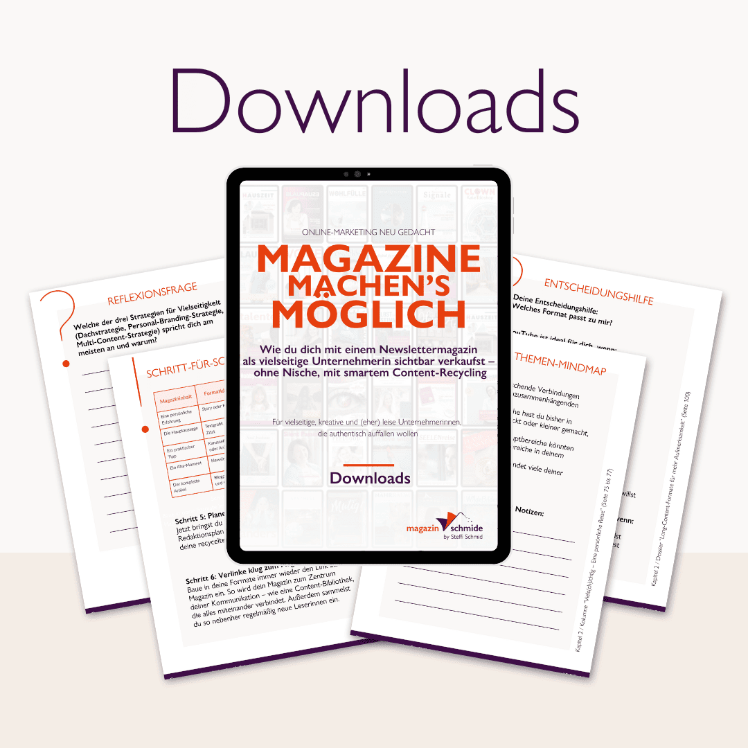 MMM_Ressourcenseite_Downloads Magazine machen's möglich von Steffi Schmid | Downloads herunterladen